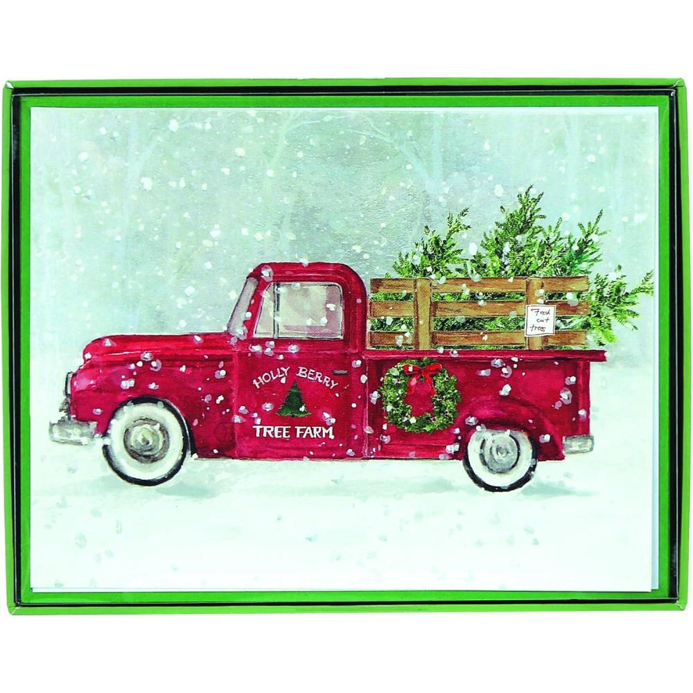 imageGraphique Tree Farm Holiday Cards Pack of 15 Cards with Envelopes Christmas Greetings Glitter Accents Boxed Set 425quot x 55quot