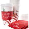 Graphique 12-Pack Disposable to Go Coffee Cups – Merry Christmas Leopard – 16 oz, with Lids – Perfect for Travel, Home, Parties and More(Bike With Gifts)