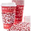 Graphique 12-Pack Disposable to Go Coffee Cups – Merry Christmas Leopard – 16 oz, with Lids – Perfect for Travel, Home, Parties and More(Mc Leopard)