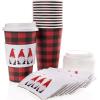 Graphique 12-Pack Disposable to Go Coffee Cups – Merry Christmas Leopard – 16 oz, with Lids – Perfect for Travel, Home, Parties and More(Plaid Gnomes)