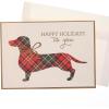 Graphique Merry Christmas Holiday Cards | Pack of 15 Cards with Envelopes | Christmas Greetings | Gold Foil Accents | Boxed Set | 4.75″ x 6.625″(Plaid dachshund)