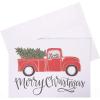 Graphique Santa Train Holiday Cards – Pack of 15 Cards with Envelopes – Christmas Greetings – Glitter and Gold Foil Accents – Boxed Set – 4.75″ x 6.625″(Plaid Truck)