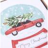 Graphique Santa Train Holiday Cards – Pack of 15 Cards with Envelopes – Christmas Greetings – Glitter and Gold Foil Accents – Boxed Set – 4.75″ x 6.625″(Car Snowglobe)