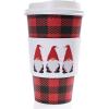 Graphique 12-Pack Disposable to Go Coffee Cups – Merry Christmas Leopard – 16 oz, with Lids – Perfect for Travel, Home, Parties and More(Plaid Gnomes)