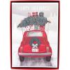 Graphique Santa Train Holiday Cards – Pack of 15 Cards with Envelopes – Christmas Greetings – Glitter and Gold Foil Accents – Boxed Set – 4.75″ x 6.625″(Red Car Joy)