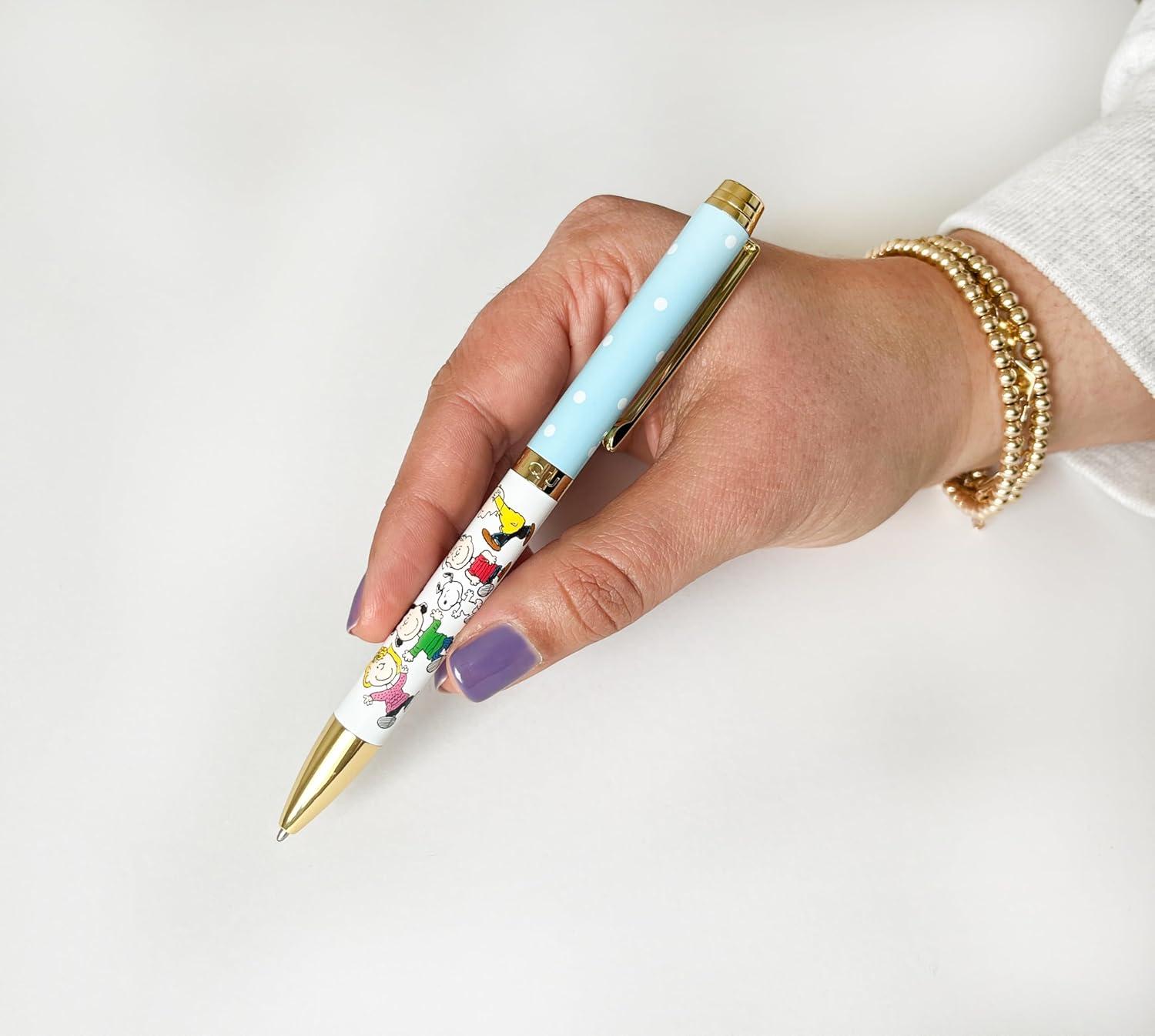 imageGraphique Neon Dots Fashion Pen 55quot Refillable Black Ink Ballpoint Pen w Gold Finish ampamp Matching Gift Box Makes a Beautiful Unique GiftPeanuts