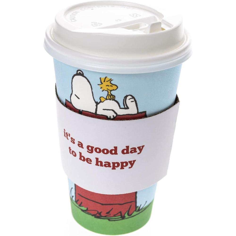 imageGraphique Disposable Travel Cups Snoopy Doghouse Design Set of 12 Includes Cups Lids ampamp Sleeves Hot Coffee Chocolate Tea Cold Beverages Drinks to Go 16 oz