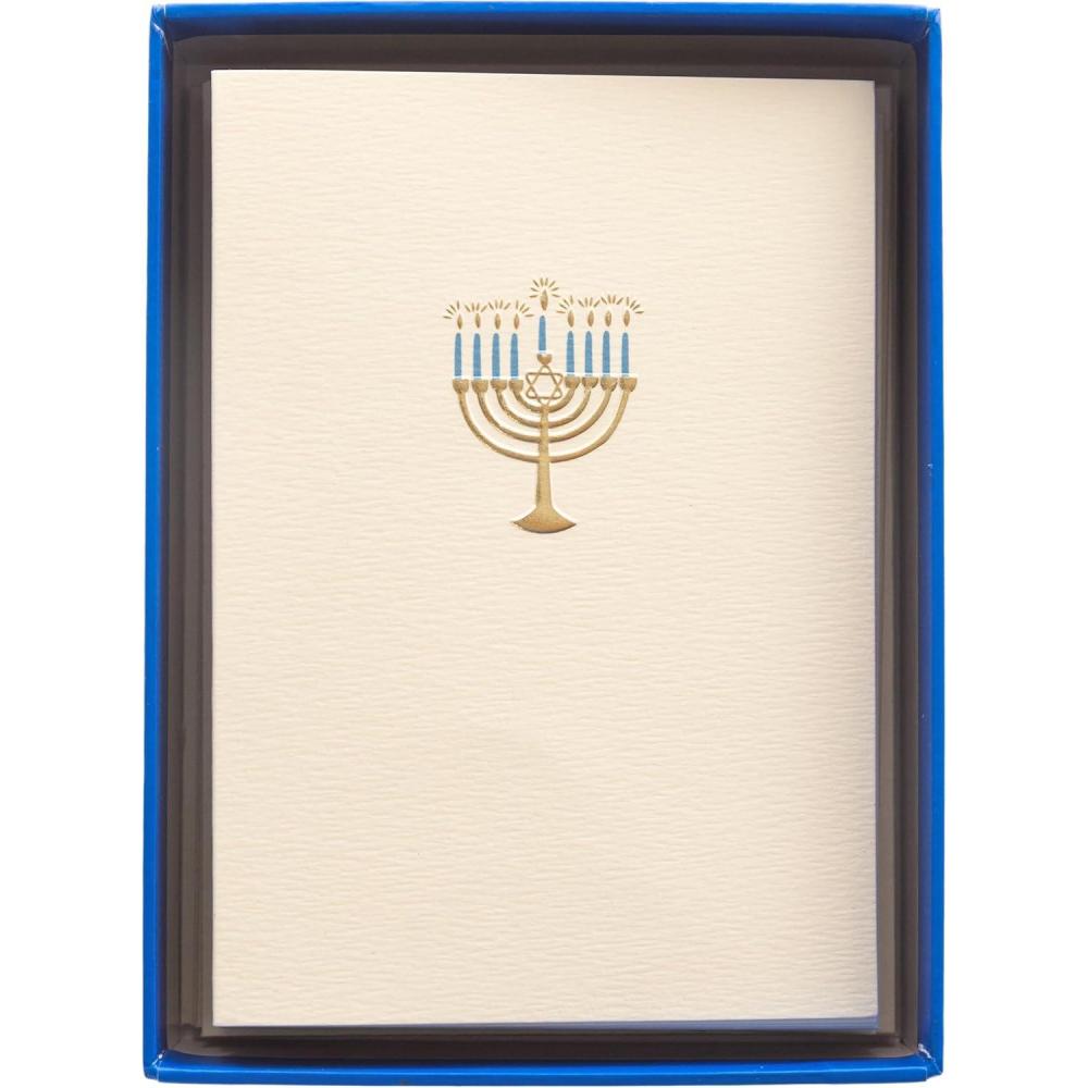 imageGraphique Menorah Hanukkah Cards Boxed Set of 15 Classic Jewish Holiday Greeting Cards with Envelopes La Petite Presse Notecards 325quot x 475
