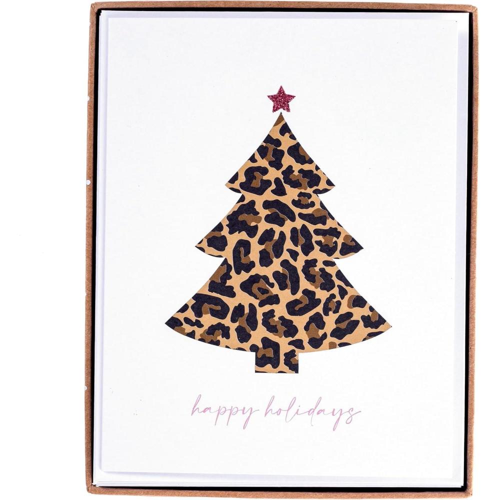 imageGraphique Peanuts Gang and Tree Holiday Cards Pack of 15 Cards with Envelopes Blank Inside Christmas Greetings Boxed Set 425quot x 55quotLeopard Tree