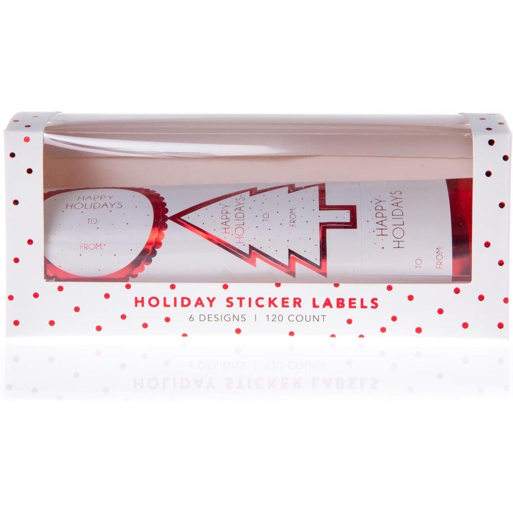 imageGraphique Peanuts Gift Label Rolls 120 SelfAdhesive Christmas Stickers 6 Unique Designs with Red Foil Accents to and from Names for Holiday Wrapping Paper ampamp Gift BagsRed and White