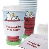 Graphique Disposable Travel Cups | Snoopy Doghouse Design | Set of 12 | Includes Cups, Lids, & Sleeves | Hot Coffee, Chocolate, Tea | Cold Beverages | Drinks to Go | 16 oz