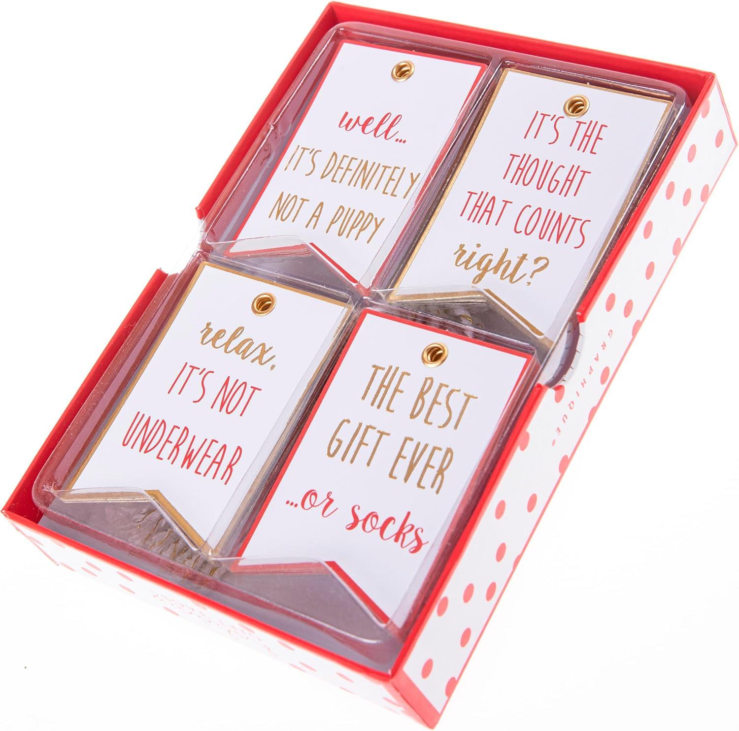 imageGraphique Plaid Truck Holiday Single Gift Tags 16 Tags 25 x 5 Includes Bakers Twine Embellished with Clear Glitter Perfect for Personalizing Gift Bags and Seasonal FavorsFunny Text