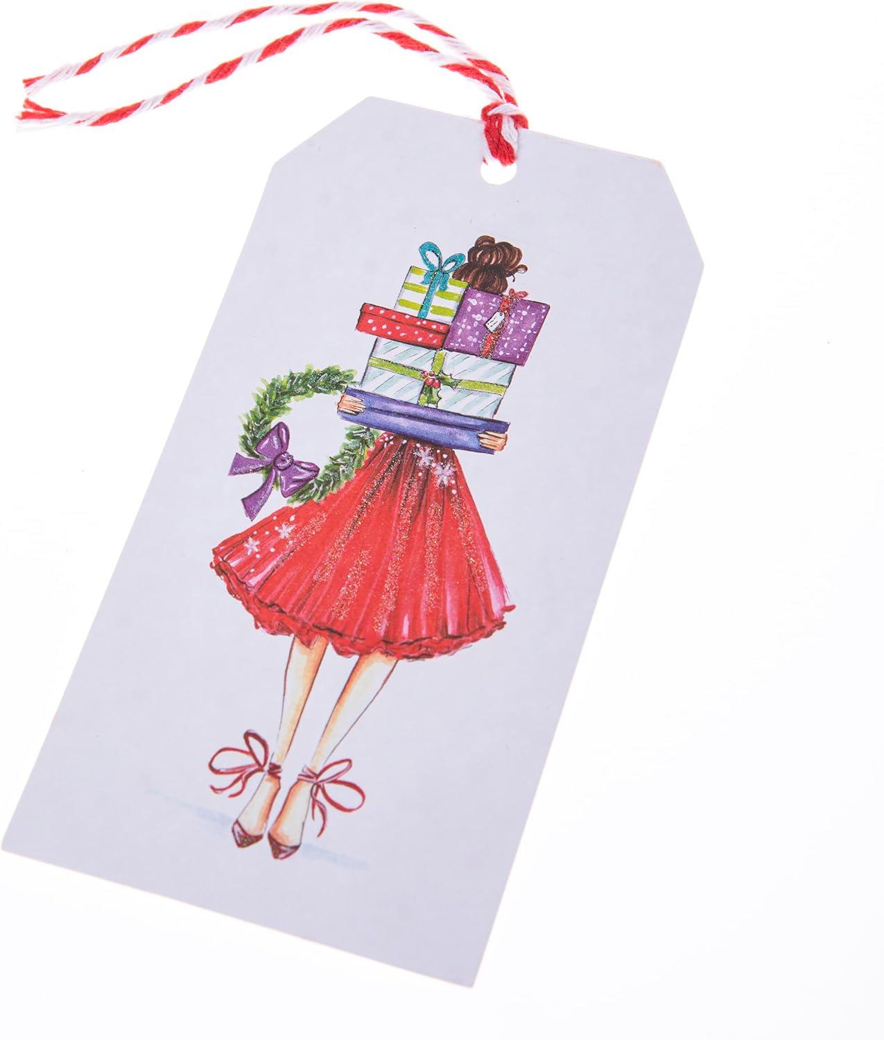 imageGraphique Plaid Truck Holiday Single Gift Tags 16 Tags 25 x 5 Includes Bakers Twine Embellished with Clear Glitter Perfect for Personalizing Gift Bags and Seasonal FavorsFashion Girl