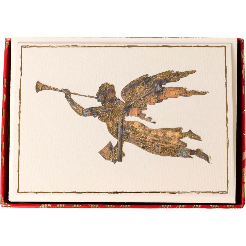 imageGraphique Chabot Angel Holiday Cards Pack of 15 Cards with Envelopes Christmas Greetings Gold Foil and Embossing Boxed Set 325quot x 475quot