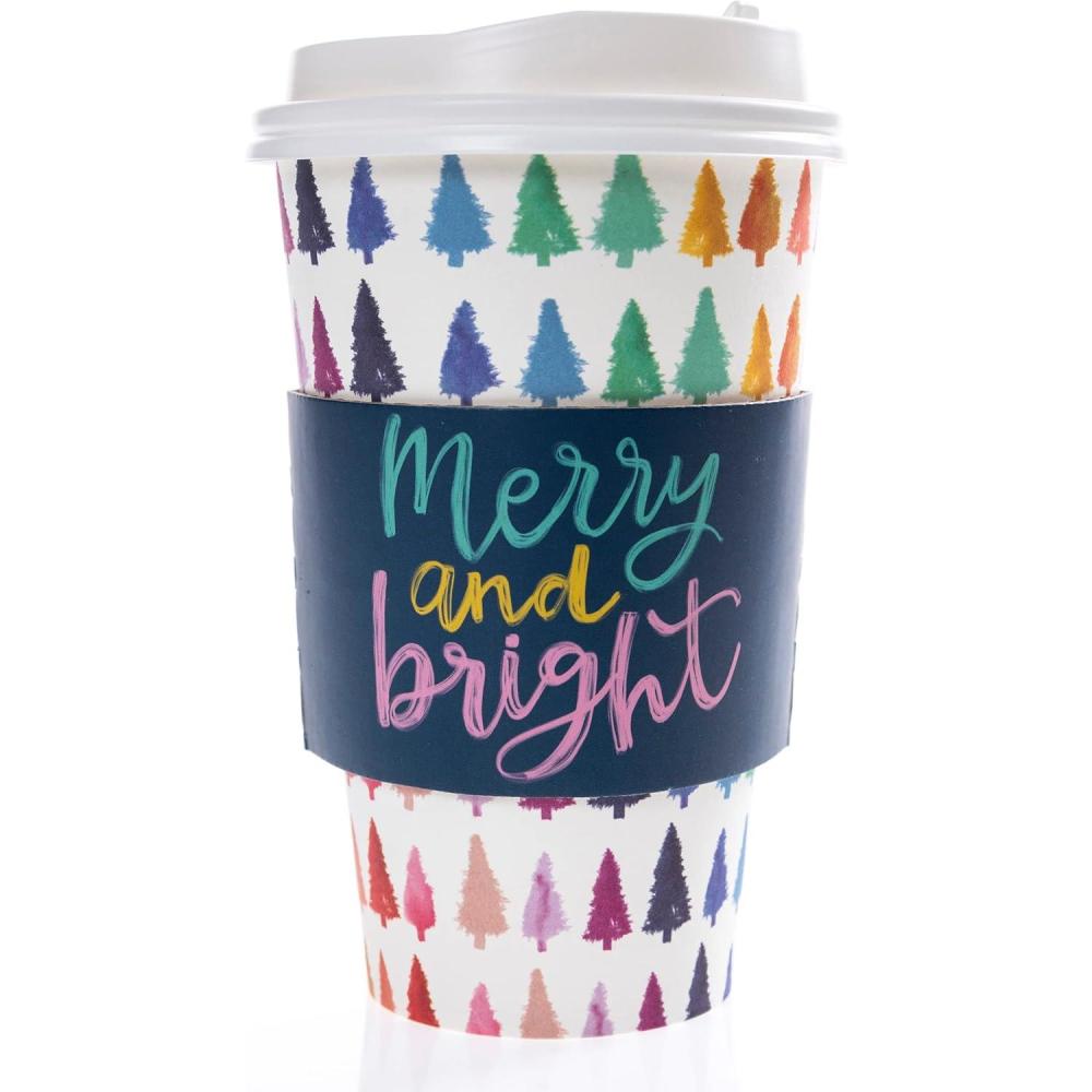 imageGraphique Disposable Travel Cups Rainbow Trees Design Set of 12 Includes Cups Lids ampamp Sleeves Hot Coffee Chocolate Tea Cold Beverages Drinks to Go 16 oz