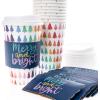 Graphique Disposable Travel Cups | Rainbow Trees Design | Set of 12 | Includes Cups, Lids, & Sleeves | Hot Coffee, Chocolate, Tea | Cold Beverages | Drinks to Go | 16 oz