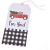 Graphique Plaid Truck Holiday Single Gift Tags (16 Tags, 2.5” x 5”) – Includes Bakers Twine, Embellished with Clear Glitter, Perfect for Personalizing Gift Bags and Seasonal Favors(Plaid Truck)