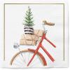 Graphique Watercolor Bike Holiday Cocktail Napkins | Christmas Party | Dessert, Beverage, Coffee | 3-Ply Disposable Paper Napkins | 5” x 5” | 40 pcs