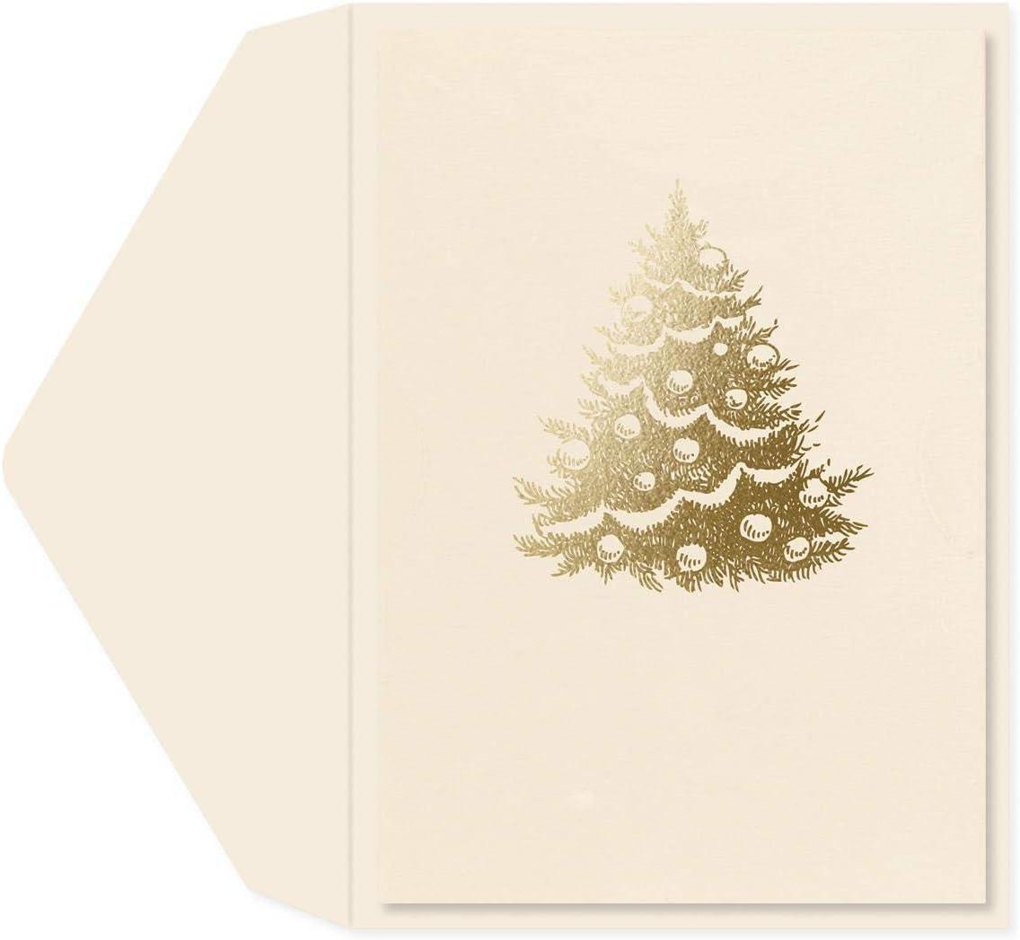 imageGraphique Gold Tree Holiday Cards Pack of 15 Cards with Envelopes Christmas Greetings La Petite Noel Collection Gold Foil Accents Boxed Set 325quot x 475quot