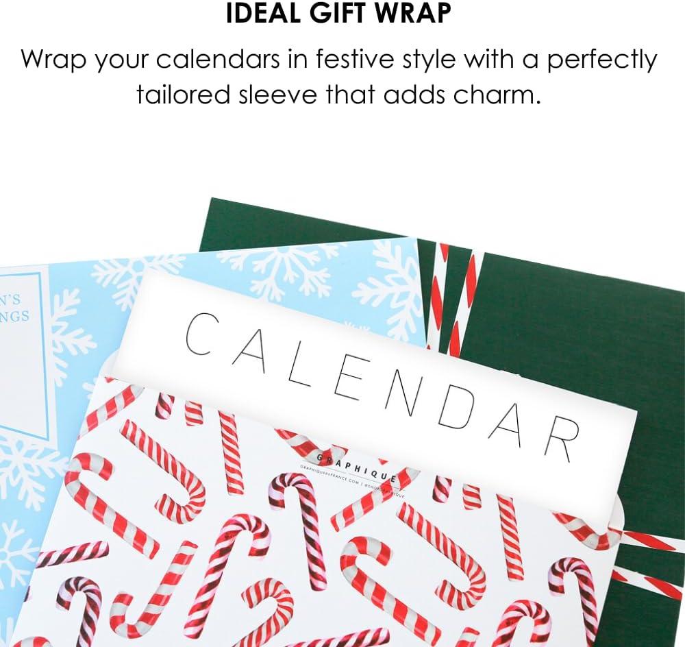 imageHoliday Calendar Sleeves by Graphique Set of 3 Christmas Gift Wrap Fits Standard 12 x 12 Monthly Wall Calendars Decorative Protective Calendar Cover Peel and Seal Envelope 125 x 125