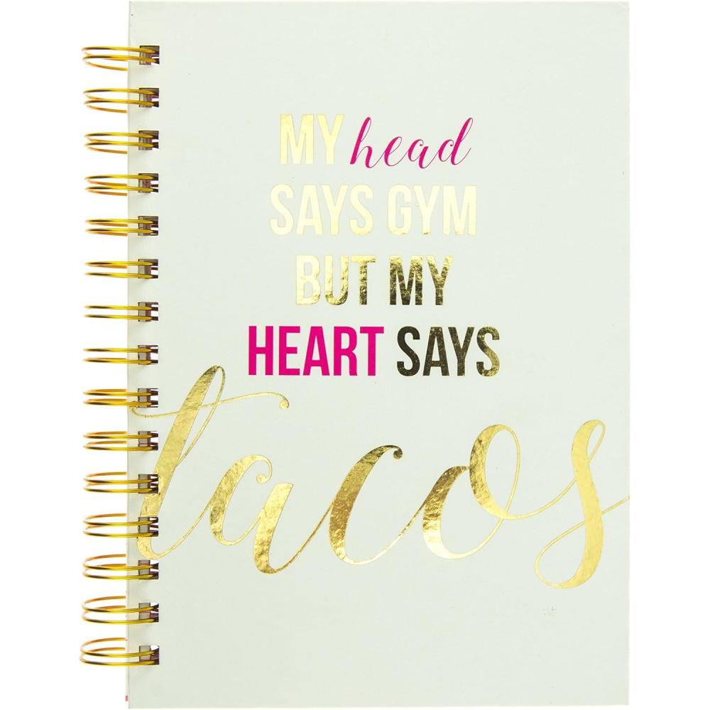 imageGraphique Cardio Hard Cover Journal wquotShopping Is My Cardioquot Printed in Silver Holographic Foil Durable Notebook 160 Ruled Pages 625quot x 825quot x 1quotHeart Says Tacos