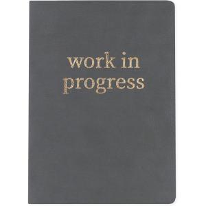 Graphique Large Vegan Leather Journal, Progress – 7” x 9.5″, 192 Lined Pages, The Quote “Work In Progress” Embellished in Gold Foil on the Cover – Perfect for Taking Notes, Lists and More